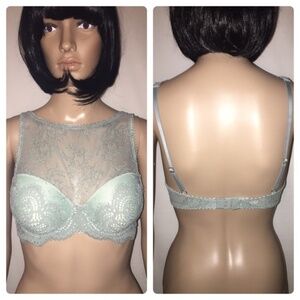 New Victorias Secret Lace High Neck Lined Demi Bra Size 32D